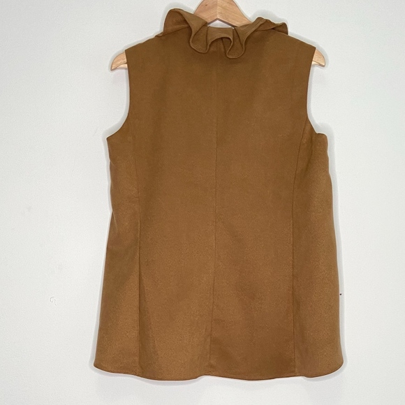 The Dori Collection BeverlyHills Brown Ruffle Vest - Picture 2 of 5